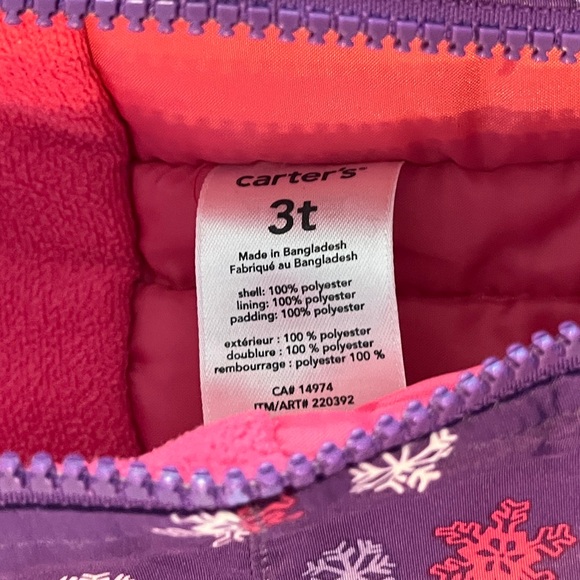 Carter’s Winter jacket and bib pants, 3yo - Picture 5 of 11